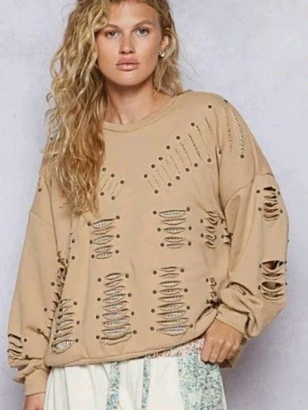 *RARE*POL Gio Distressed Vintage washed sweatshirt